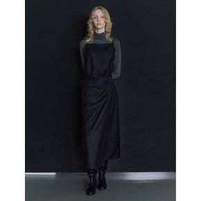 WRAP SLEEVELESS LONG DRESS / BLACK