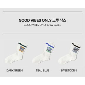 남녀공용 GOOD VIBES ONLY 크루 삭스 UP223CSC55TBL