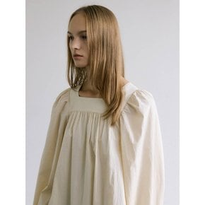 SQUARE NECK BALLOON BLOUSE / BEIGE