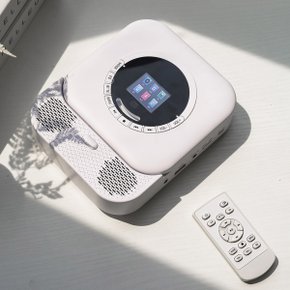 올인원 미니오디오 블루투스CD플레이어 큐브CD 화이트 리모컨포함