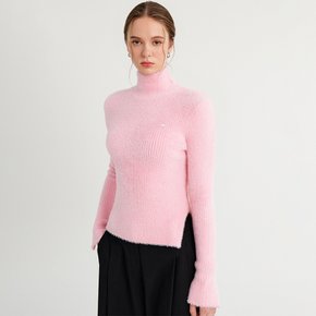 리지 슬릿 터틀넥 니트 탑_핑크 / LIZY SLIT TURTLENECK KNIT TOP_PINK