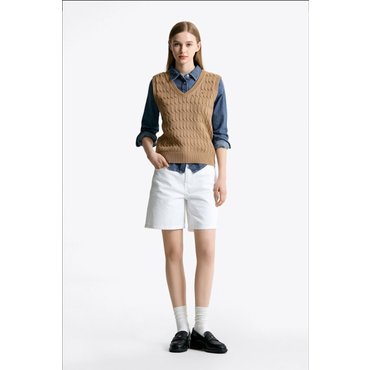 타미힐피거 T22F1NPQ070WT1 스트레이트핏 화이트 데님 쇼츠