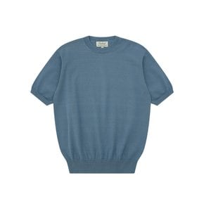 Essential Short Sleeve Round Knit (Marine Blue)