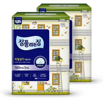 잘풀리는집 리얼실키 미용티슈 180매 3입 2팩