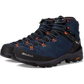 영국 살레와 등산화 Salewa Mens Ms Alp Trainer 2 Mid GTX Hiking Boots Dark Denim Fluo Orang