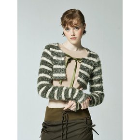 SHAGGY ST RIBBON BOLERO - KHAKI