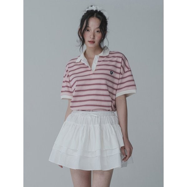 HEART RUGBY COLLAR  TSHIRT_PINK