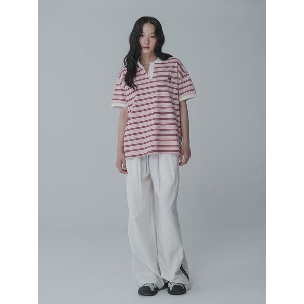 HEART RUGBY COLLAR  TSHIRT_PINK