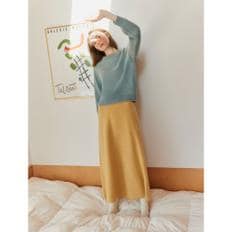 [정상가159,000원] Flare Knit Skirt  Dusty Yellow (WE215UC13E)