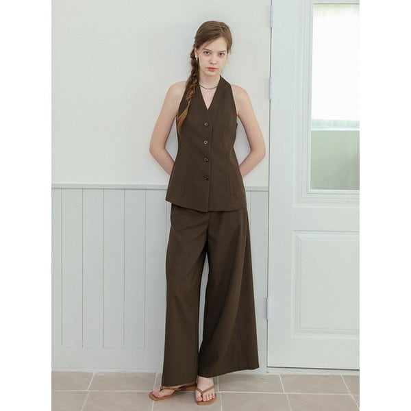 DD_Modern tailored vest and pants set_BROWN