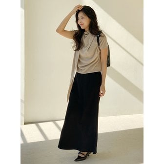 시야쥬 SIST9060 컴포트 다이마루 밴딩 롱 스커트_Black