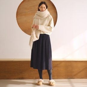 Check Pleated Banding Skirt - NAVY