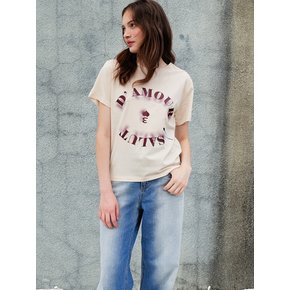 Damour Circle Print Tee_Beige