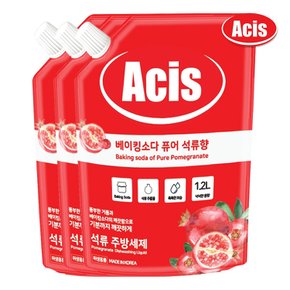 아키스 베이킹소다 석류 주방세제 리필 1200ml x3개