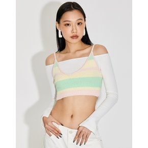 TG STRIPED KNIT CAMI CROP TOP_T316TP110(VT)