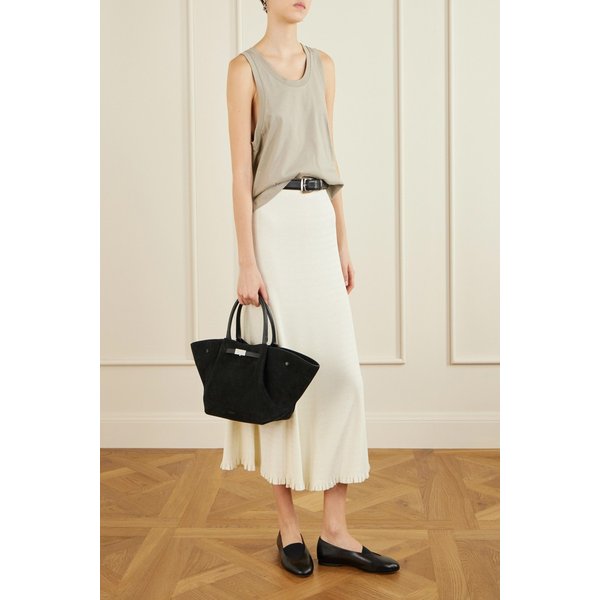 드멜리어 미디 뉴욕 가죽 트림 스웨이드 토트백 46376663162979980