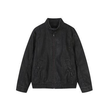 버커루 스탠드 카라 인조가죽 자켓(B255LI380P)