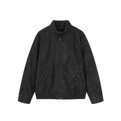 버커루 스탠드 카라 인조가죽 자켓(B255LI380P)