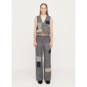 RAW-CUT PATCHWORK PANTS, GRAY