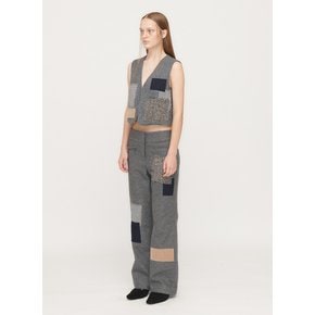 RAW-CUT PATCHWORK PANTS, GRAY