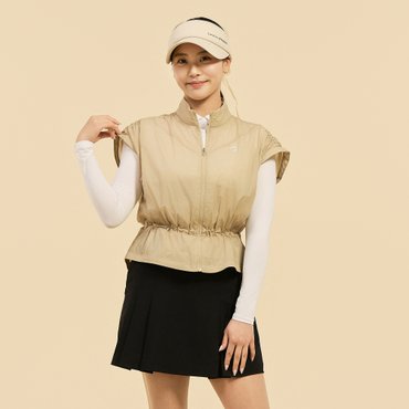 챌린저 여성 중힙기장 스트링 카라 집업 베스트