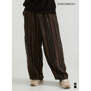 CB STRIPE WIDE BALLOON PANTS (BROWN)