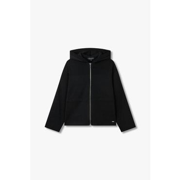 ARMANI EXCHANGE 여성 리브드 후드 집업 가디건( A425132505)블랙
