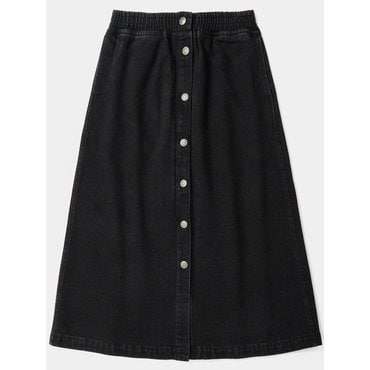 컬럼비아 유니버시티 SL-LABEL FRONT BUTTON DENIM SKIRT 블랙데님