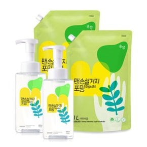 순샘 맨손설거지 시트러스향 500ml 용기 2개 + 1L 리필 2개