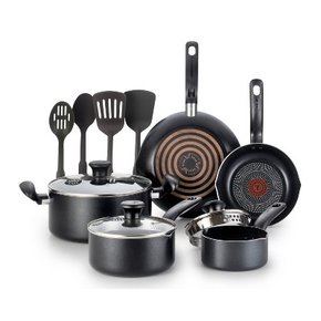 T-fal 12개 Simply Cook 붙지 않는 조리기구 세트 차콜 블랙