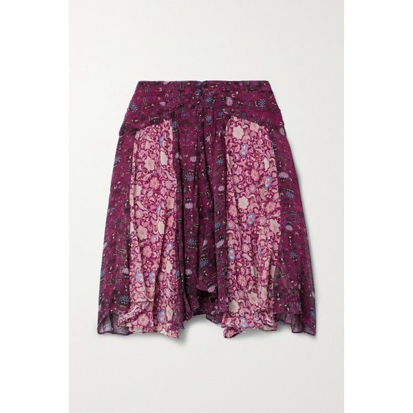 오다 플로럴 프린트 실크 크레퐁 미니 스커트 핑크 1647597302546334