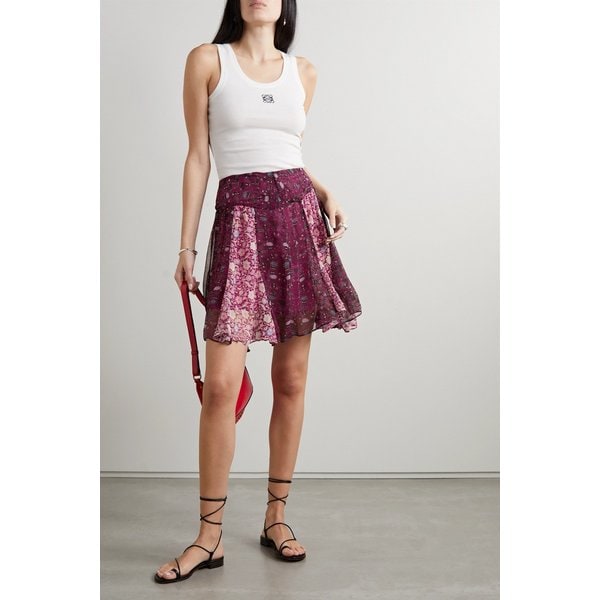 오다 플로럴 프린트 실크 크레퐁 미니 스커트 핑크 1647597302546334