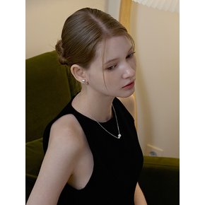 [진주귀걸이 2종 증정] Pearl ball shiny chain necklace