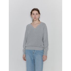 Classic Soft V-Neck Knit - Gray