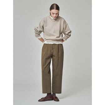 MAISON DE INES COTTON STRUCTURED BAGGY PANTS_OLIVE KHAKI