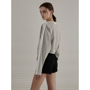 PRINT LINING CROP T-SHIRT_ GREY
