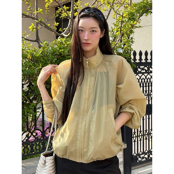 [뉴뉴 Pick]Voile Sheer High-Neck Jumper Olive