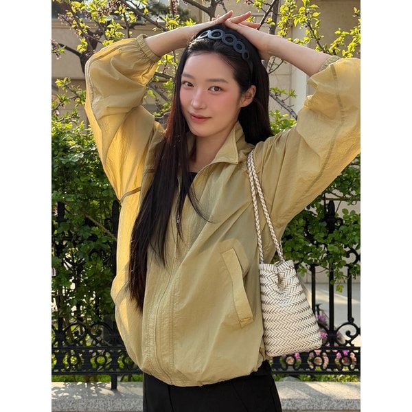 [뉴뉴 Pick]Voile Sheer High-Neck Jumper Olive