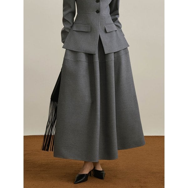 YY_Autumn waist gray skirt