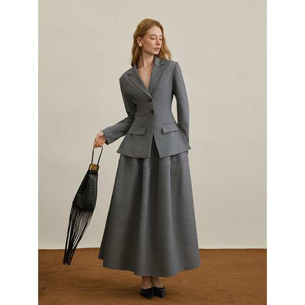 YY_Autumn waist gray skirt