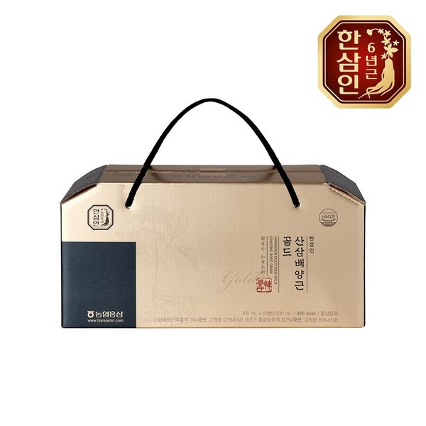 [농협홍삼] 한삼인 국내산 산삼 산삼배양근 골드 100ml 10병+쇼핑백