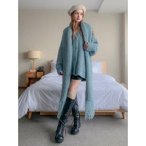 Glass Boucle V-neck Knit Cardigan Muffler Set VCOAT_030