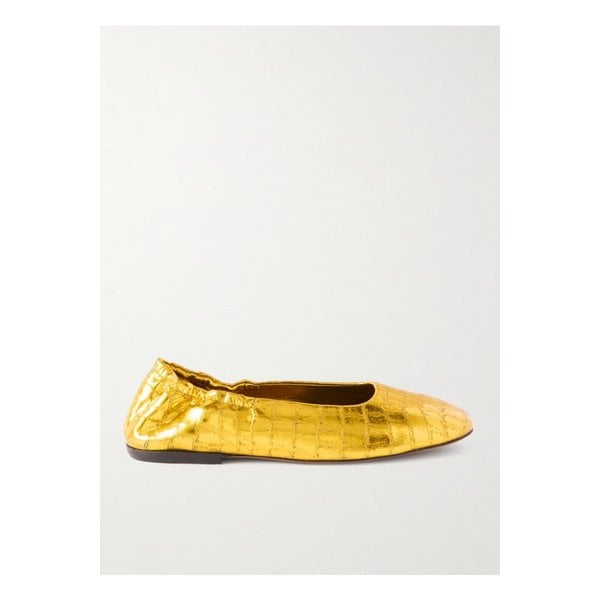 메탈릭 크로커다일 이펙트 가죽 발레리나 플랫 슈즈 1647597349818091