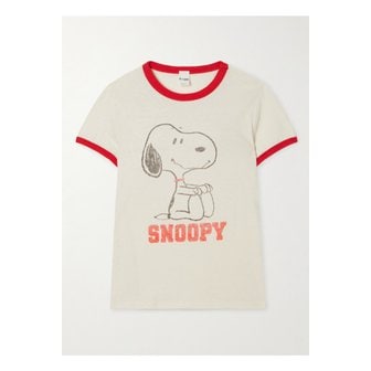 리던 피너츠 60s 슬림 링거 프린트 코튼 저지 티셔츠 멀티컬러 46376663162900420