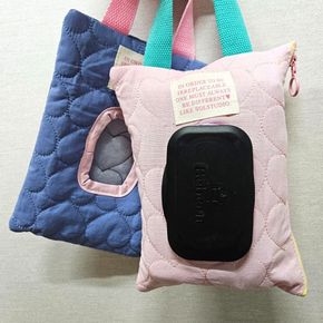 2컬러 누빔 물티슈 파우치 기저귀 가방