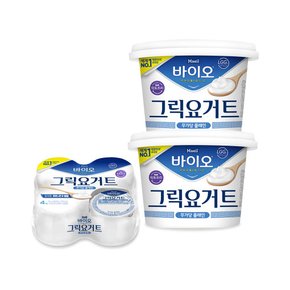 바이오 그릭요거트 무가당 플레인 혼합세트 (400g*2입, 80g 4개입)