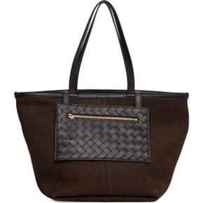 우먼 Bottega Veneta Flip 파우치 클러치 스웨이드 토트백 2190 Fondant M Brass 8170691