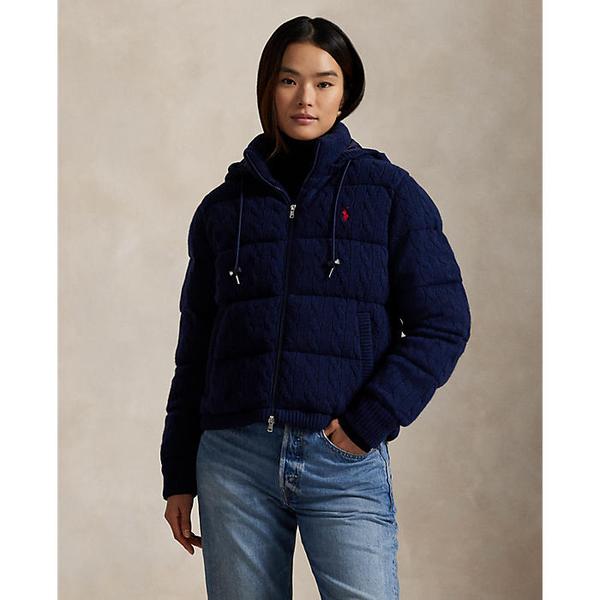 여성 케이블 니트 울 캐시미어 퀼트 재킷(WMPOOTWN2820384410)