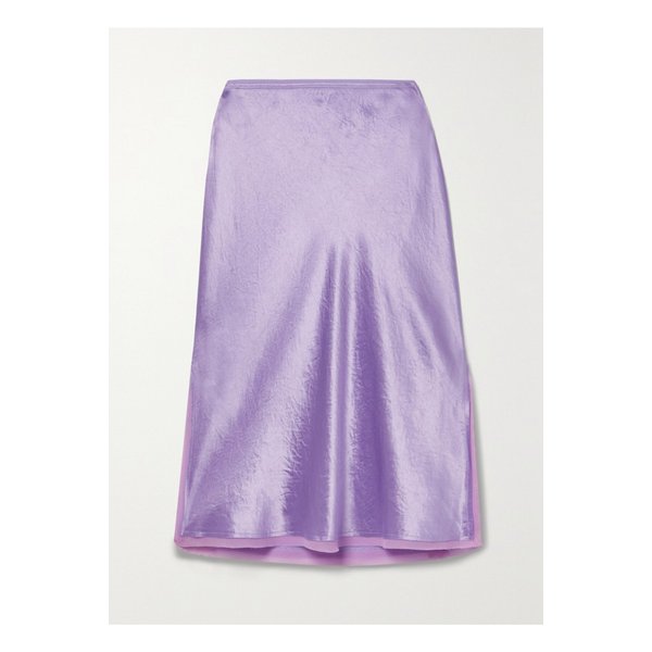 실크 시폰 트리밍 해머드 새틴 스커트 1647597306174394