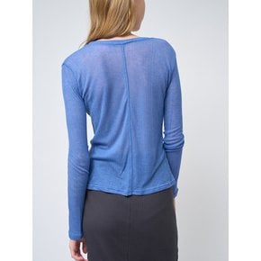 Wool blend See-through Long sleeve Tshirts Blue